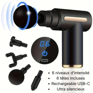 Pistolet de Massage Musculaire — Percussion Profonde pour Récupération, Dos, Cou et Jambes